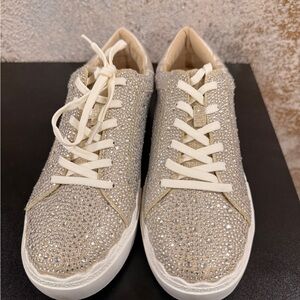 Anne Klein Champagne Crystal Lace-Up Sneakers